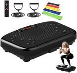 SoftGym Vibration Plate Exercise Machine for Lymphatic Drainage,Power Vibrate Stand Shake Board 450 Lbs Capacity Whole Body Workout Waver with Resistance Bands Weight Loss for Women Men-Black