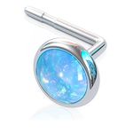 Nose Stud Blue Opal 925 Sterling Silver - L Shape Nose Pin Jewelry 22 Gauge - Handmade Nose Jewelry for Women Men Unisex