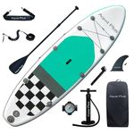 Aqua Plus 6inches Thick Inflatable SUP for All Skill Levels Stand Up Paddle Board,Paddle,Pump,ISUP Travel Backpack, Leash,Shoulder Strap,Youth,Adult Inflatable Paddle Board