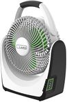 Lasko Portable Fan, 18V Lithium Ion Battery, Bonus Adapter for Electric Plug-in Use, Lasts up to 15 Hours, 5 Quiet Speeds, for Camping, Tailgating, Patio and Outdoor Use, 17", White, RB200