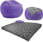 CordaRoy's Chenille Bean Bag - Convertible Bean Bag Chair & Bed - Machine-Washable Chenille Fabric Cover - for Basement, Living Room, Game Room, Dorm & More - Queen Size - Very Peri Purple