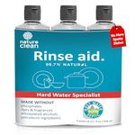 Nature Clean Dishwasher Rinse Aid Liquid, Non Toxic Natural Formula, Spot Free Shine for Glasses & Dishes, Hard Water Stain Remover, Dishwasher Drying Agent, 8 oz/250 ml Pack of 3