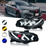 T T-ABC New Headlamp Compatible with 2016-2021 Honda Civic Headlights Sedan Hatchback Si Type R Touring Sport EX EX-L LX 10th Gen Accessories LED Sequential Custom Replacement (Lambo Red)