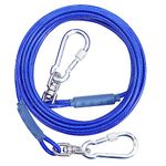 Dog Tie Out Cable for Dogs Outside Up to 500lbs,10/20/30/50FT Long Dog Leashe&Chains,Small-Large Dogs Runner Cable for Yard,Heavy Duty Dog Lead Line for Outdoor,Camping,Yard (500lbs 50FT, Blue)