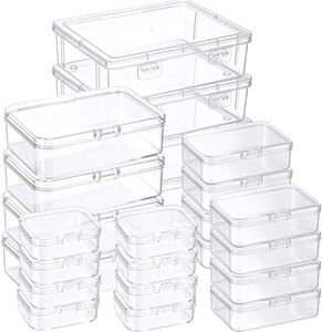 24 Packs Small Clear Plastic Beads Storage Containers Box with Hinged Lid for Storage of Small Items, Crafts, Jewelry, Hardware(Multiple Sizes)
