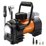 UN1QUE Heavy Duty Tyre Inflator for Car, 150PSI 12V DC Double Cylinders Tyre Air Pump with Digital Pressure Gauge, LED Light, Portable Air Compressor for Motorcycles, Bike, Ball