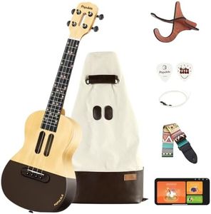 Populele Smart Concert Beginner Ukulele with Lights- 23" Concert Ukulele Kit w/Free App, Music Recognition, Smart Tuner, Gig Bag, Stand, Strap, Nylon Strings