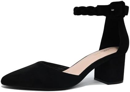 SICARE Women's Pumps Chunky Block Heel Closed Pointed Toe Ankle Strap D'Orsay Pumps Dress Shoes for Women Comfortable Nude Black Heels for Party Wedding Bride, Black, 6.5