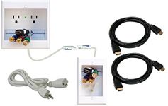 PowerBridge TWO-CK-H2 Dual Outlet Recessed In-Wall Cable Management System and Two 10-Foot High-Speed HDMI Cables (Latest Standard) Bundle