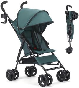 3-36M Baby Stroller, Umbrella Stroller with Foldable Pushchair with Adjustable Canopy, Folding Infant Newborn Pram Stroller with Storage Basket, Cup Holder, Suspension Wheels for Infants (Dark Green)