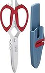 Colourworks CWBREKSCIRED 10 in 1 Multifunction Kitchen Scissors with Built-In Edgekeeper Scissor Sharpeners, Bottle Openers, Zester and More, Stainless Steel, Cherry, 23 cm