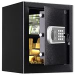 RETLLAS Digital Small Safe caja fuerte Security Money Safes Electronic Lock Safes Lock Box with Keypad for Cash Jewelry Home, Hotel, Dorm, Office (1.8 Cuft Black)