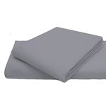 AmigoZone Cotton Percale Easy Care Polycotton Flat Sheet (Grey, Super King)