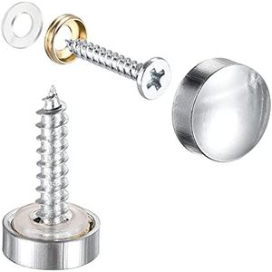 uxcell Mirror Screws, 12mm/0.47", 8pcs Decorative Cap Fasteners Cover Nails Polishing Silver Tone Brass