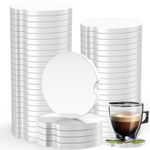 Sublimation Blanks Car Coasters, 50pcs Absorbent Ceramic Car Cupholder Coasters with A Finger Notch for Easy Removal, Keep Vehicle Free from Cold Drink Sweat, Stain and Spill (White-Light x 50 Pcs)