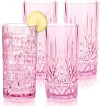 BELLAFORTE Shatterproof Tritan Plastic Drinking Glasses, Set of 4, 18oz - Myrtle Beach Tall Tumbler, Unbreakable Plastic Glasses for Parties, Gifting, New Year - BPA Free - Dishwasher Safe - Pink