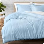 Bare Home Flannel Duvet Cover Set - Full/Queen - 100% Cotton, Velvety Soft Heavyweight Premium Flannel, Double Brushed - Includes Sham Pillow Covers (Full/Queen, Light Blue)