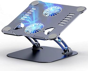 Soporte para ordenador portátil, altura ajustable con ventilador RGB, soporte plegable para portátil de aleación de aluminio, soporte para portátil ventilado, soporte ergonómico compatible con todos