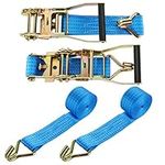 SENENQU 2 Sets Heavy Duty Ratchet Tie Down Strap, 5cm x 3m Cam Buckle Ratchet Strap, Adjustable Lashing Strap, Car Tensioning Belt, Wheel Strap with Hook for Trailer Truck – Load Capacity 5000KG