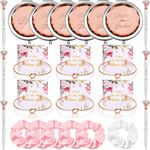 30 Pcs Bridesmaids Proposal Gift Set 6 Bride Makeup Mirrors and 6 Bridemaid Love Knot Bracelets 6 Satin Hair Band 6 Diamond Pen with 6 Card for Bridal Shower Party Bridesmaid Proposal Gifts