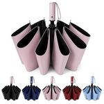 𝗦𝗮𝗸𝗶𝗿𝗼 𝗨𝗩 Travel Mini 𝗙𝗼𝗹𝗱𝗶𝗻𝗴 Ultra Compact pastel Umbrella with Case, Manual Open 12 Ribs Lightweight Portable, Small Sun & 𝗥𝗮𝗶𝗻 𝗣𝗼𝗰𝗸𝗲𝘁 𝗨𝗺𝗯𝗿𝗲𝗹𝗹𝗮 for Men and Women- Use in Rain & Summer (PINK)