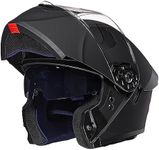 ILM Adult Motorcycle Helmet Dual Visor Flip up Modular Full Face Helmet DOT Model WS206(Matte Black,X-Large)