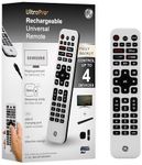 GE Rechargeable TV Remote Control, Universal Remote Control, Backlit Buttons, Samsung TV Remote Control Replacement for Smart TVs, Apple TV, Sony, Roku Replacement Remote, LG TV, 4-Device, 80984