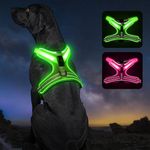Light Up Dog Harness, Rechargeable Led Dog Harness, Adjustable Lighted Dog Harness, Soft Mesh Dog Lights for Night Walking, Led Safety Vest for Medium Large Dogs