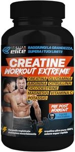 Italian Elite® Creatine Extreme, Creatina con Glutammina, Arginina, Citrullina, Vit C Magnesio, Potassio, Ciclodestrine. Pre Post Workout 120cp Monoidrata Micronizzata a Rapido Assorbimento Muscolare