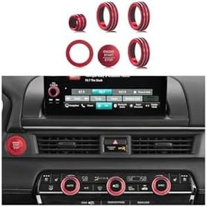 Suitable for Honda Pilot 2023 2024 2025 Air Conditioning Control Volume Knob Adjustment Knob Cover, Start Button Cover/Ring, Car Interior Trim 6 Pieces/Set (red)