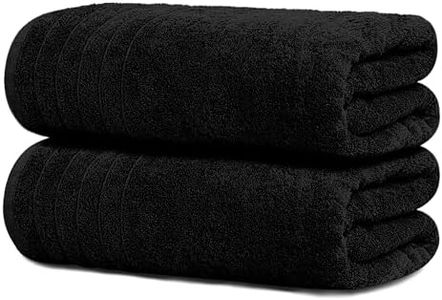 Tens Towels Bath Sheets, 100% Cotton Towels, 35x70 inches, Lighter Weight & Super Absorbent, Oversized Bath Towels, Quick Dry Jumbo Bath Towel Sheets (Pack of 2)(Black)