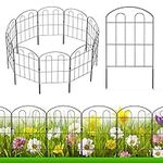 Decorative Garden Fence Outdoor 24in x 30ft Coated Metal RustProof Landscape Wrought Iron Wire Border Folding Patio Fences Flower Bed Fencing Animal Barrier Section Panels Decor Picket Edging