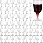 MATANA 96 Clear Hard Plastic Wine Glasses (180ml) - Elegant, Sturdy & Reusable Plastic Glasses for Cocktails, Dessert - Perfect for Birthdays, Weddings, Anniversary, BBQ, Parties