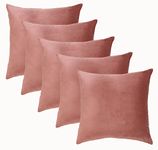 Amazon Brand - Umi Velvet Decorative Cushion Cover 12x12 Inch - Set of 5, Soft Solid Square Throw Pillow covers for Sofa, Living Room or Home Decor - 30x30 cm Blush