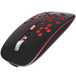 ANEWISH LED Bluetooth Mouse for Laptop/Mac/iPad/iPhone with Home Button,Rechargeable Slim Quiet Mice Compatible with Android Tablet/Windows/Linux,Adjustable DPI Mouse with LED Red Light