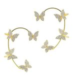 Vembley Stylish Korean Golden Butterfly Ear Crawler Cuff Earrings For Women And Girls 2Pcs/Set