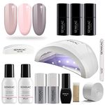 SEMILAC Love Me Professional Gel Nail Starter Kit With UV Nail Lamp, 3 Soak Off Nail Polish Colours, (Nude), Manicure Tools, Top & Base Coat, Remover & More