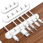 3-Pack Premium Cable Holders Wall Clips, White Silicone Cord Tidy Organizers, Efficient Wire Managers Self-Adhesive, Ideal for Charging Cables, Home Office Car Nightstand, Smart Desktop Accessories