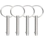 Quick Release Pin Bimini Top Pin, Diameter 0.25 Inch(6.3 mm), Total Length 2.56 Inches(65 mm), Effective Length 2 Inches(51 mm), 316 Stainless Steel (4 Packs)