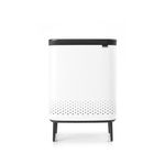 Brabantia - Bo Laundry Bin Hi 2 x 45L - Dirty Clothes Hamper - 2 Compartments - Lid with Quick-Drop Opening - Removable Cotton Bag - Portable & Hygienic - Bedroom & Bathroom Accessory - White