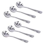 HornTide 6-Piece Soup Spoon Set Bouillon Spoon Flatware Stainless Steel Mirror Polishing 6.5-Inch 16.6cm