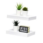 WELLAND Set of 2 Floating Shelves Wall Mounted Shelf, for Home Decor with 8" Deep (White, 10 inch)