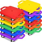 12 PCS Sports Scooter Board with Handles Non-Marring Plastic Casters Floor Scooter Board Sitting Scooter Board for Kids Children Gym Indoor Outdoor Activities Play Equipment（6color）