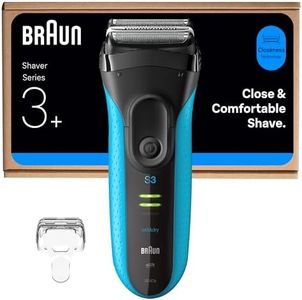 Braun Series 3 ProSkin Electric Shaver, Rechargeable and Cordless Wet & Dry Electric Razor for Men with Pop Up Precision Trimmer, 3040si, Black/Blue