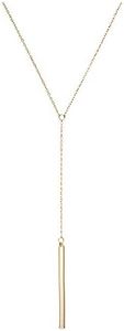 HUASAI Y Necklace Dainty Disc Pendant Necklace CZ Long Lariat Chain Jewelry for Women (Gold)…