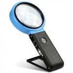 VISION AID 30X Hands-Free Magnifying Glass with 21 LED Lights for Coins Jewelry Crafts Hobby, 40X Handheld or Stand Up Magnifier for Reading Close Work