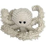 Pet Lou Durable Natural Nubby Plush Dog Toys with Squeaker and Crinkle Paper in Multi-Size (Natural Octopus -M,14 Inch)