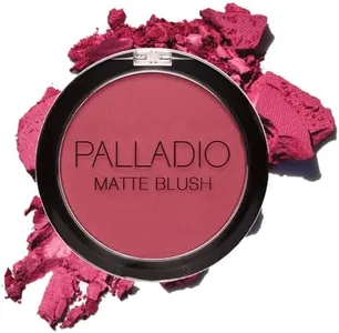 Palladio Matte Blush, Brushes onto Cheeks Smoothly, Soft Matte Look and Even Finish, Flawless Velvety Coverage, Effortless Blending Makeup, Flatters the Face, Convenient Compact, Velvetine