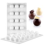 WishesMar Silicone Mould for Chocolate Candy Forming Mold Round Sphere Ball Shape - Non-Stick Reusable DIY Molds for Kitchen Creation Fun