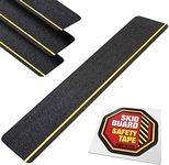 Anti Slip Stair Tread Strips 6" x 24" (4-Pack) Skid Guard No More Slipping Non-Slip Step Tape with 1/4" Yellow Reflective Stripe 4 Pre-Cut Strips for Stairs and More